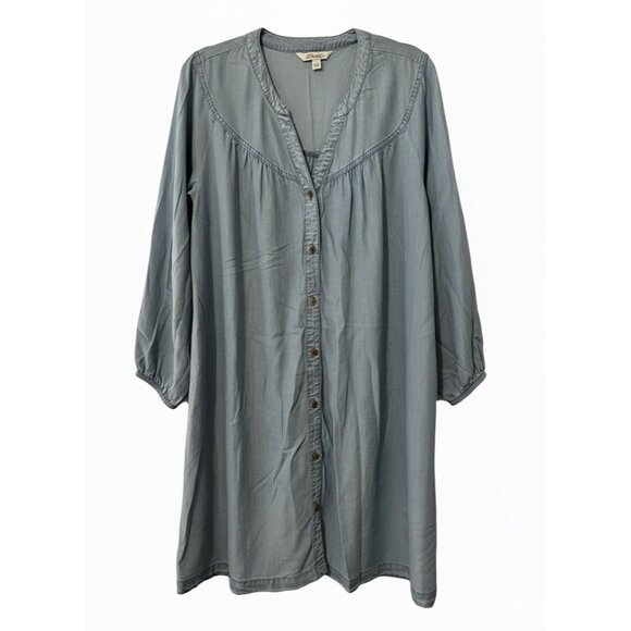 The Pioneer Women Blue Denim Dress Button Up Sz L Flowy Relaxed Fit Farmhouse - Picture 2 of 5